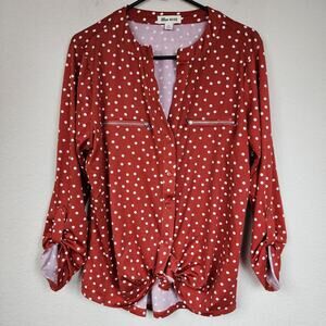 XL Blue Mood Preppy Dotted Blouse